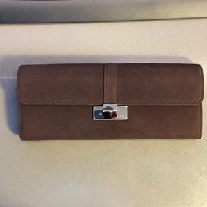 Ralph Lauren Brown Suede Travel Jewelry Case.